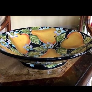 J. McCall blue sky Enameled Large Pear Bowl